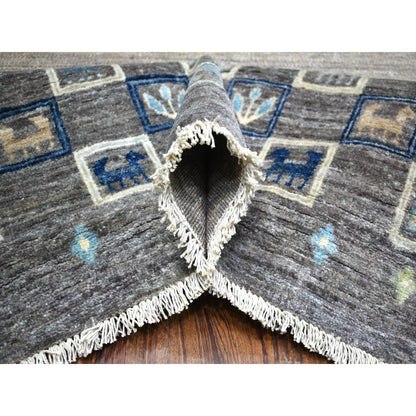 Tribal & Geometric Wool Hand Knotted Rug Grey No Border 10.0X13.8 -O071917