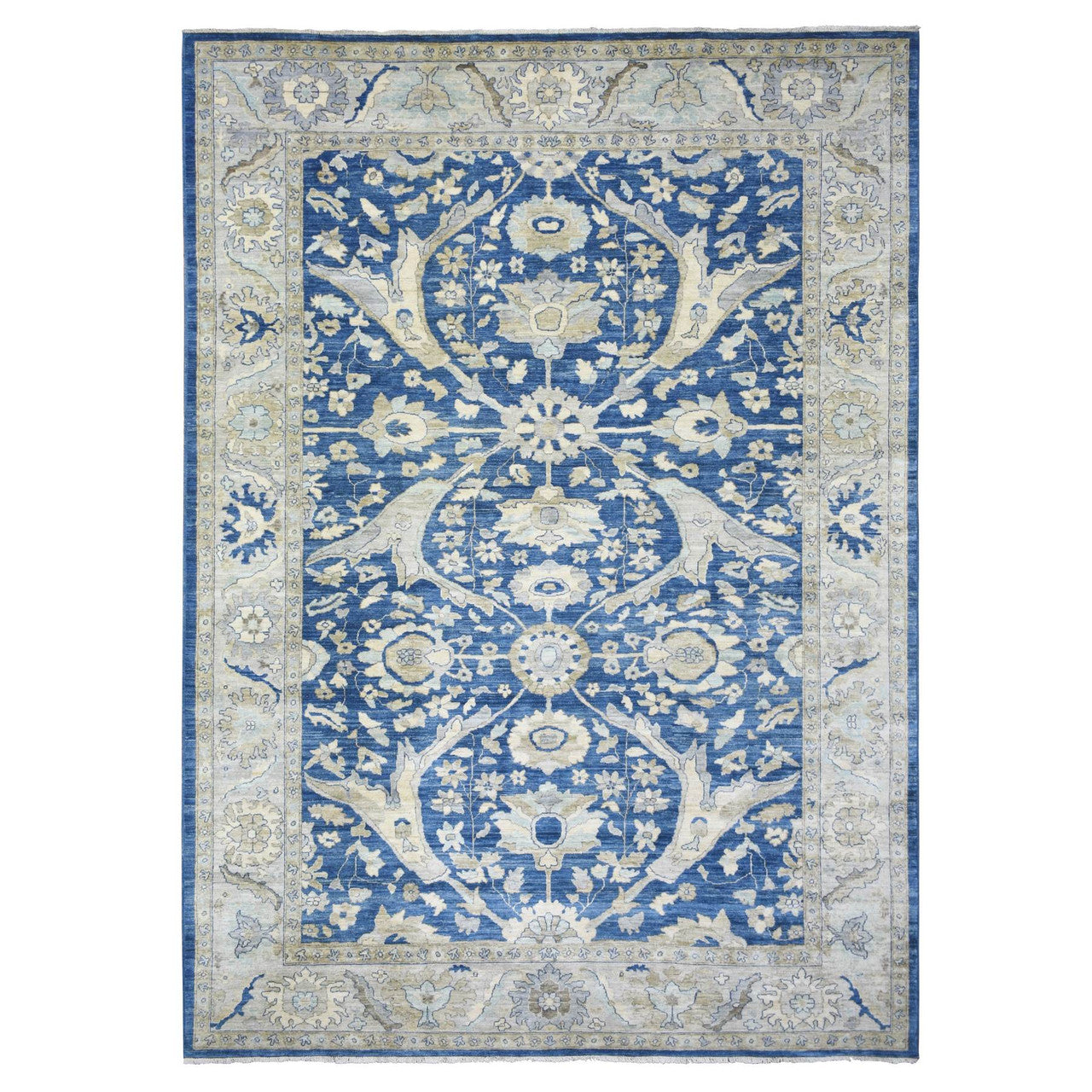 Ivory 8'10" x 12'4" Oushak And Peshawar Hand knotted Wool Rug - Sku: O071940