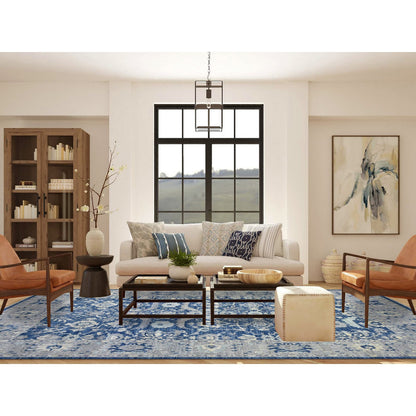 Oushak And Peshawar Wool Hand Knotted Rug Blue Gray 10.2X13.6 -O071946