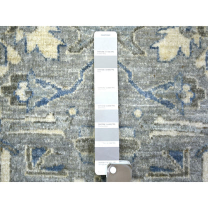 Oushak And Peshawar Wool Hand Knotted Rug Grey Ivory 2.6X9.9 -O071952