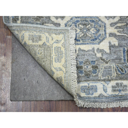 Oushak And Peshawar Wool Hand Knotted Rug Grey Ivory 2.8X9.10 -O071954