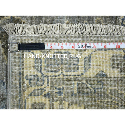 Oushak And Peshawar Wool Hand Knotted Rug Grey Ivory 2.8X9.10 -O071954