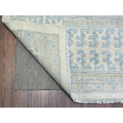 Oushak And Peshawar Wool Hand Knotted Rug Ivory Blue 9.0X11.0 -O071964