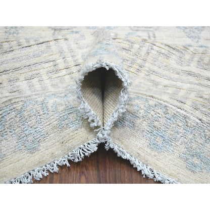 Oushak And Peshawar Wool Hand Knotted Rug Ivory Ivory 8.1X9.10 -O071970