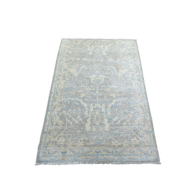 Oushak And Peshawar Wool Hand Knotted Rug Grey Ivory 3.0X5.0 -O071980