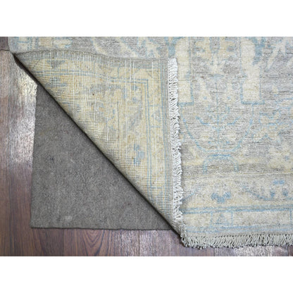 Oushak And Peshawar Wool Hand Knotted Rug Grey Ivory 3.0X5.0 -O071980