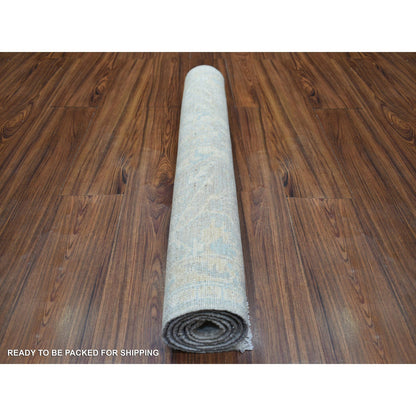 Oushak And Peshawar Wool Hand Knotted Rug Grey Ivory 3.0X5.0 -O071980