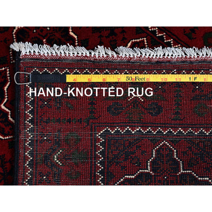 Tribal & Geometric Wool Hand Knotted Rug Red 2.3x4.6 -O0719