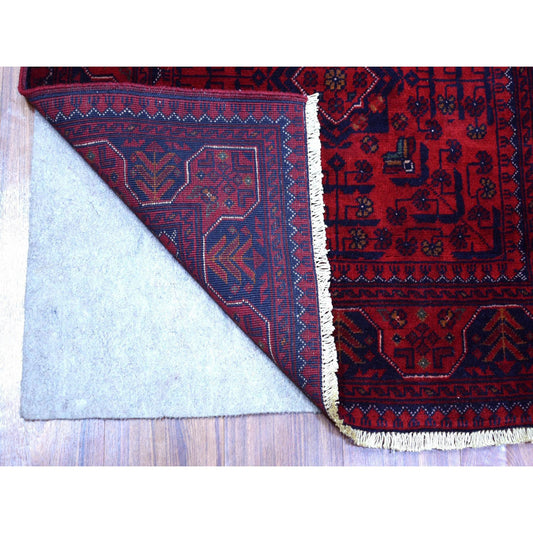 Tribal & Geometric Wool Hand Knotted Rug Red Red 2.9X9.6 -O072011