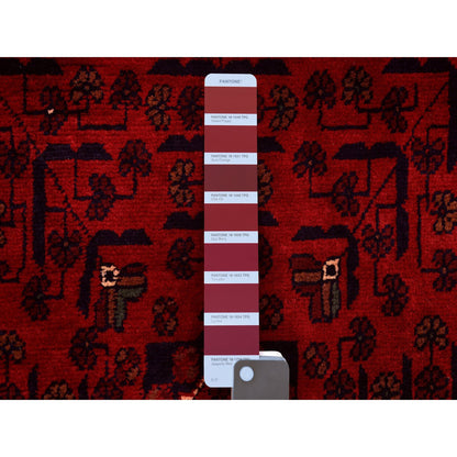 Tribal & Geometric Wool Hand Knotted Rug Red Red 2.9X9.5 -O072013