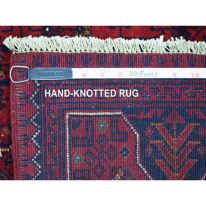 Tribal & Geometric Wool Hand Knotted Rug Red Red 2.9X9.5 -O072013