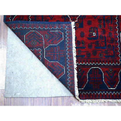 Tribal & Geometric Wool Hand Knotted Rug Red Red 2.8X9.0 -O072017