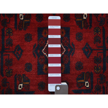 Tribal & Geometric Wool Hand Knotted Rug Red Red 2.8X9.0 -O072017
