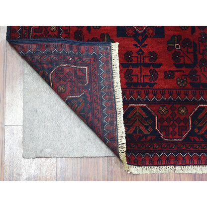 Tribal & Geometric Wool Hand Knotted Rug Red Red 2.9X9.7 -O072019