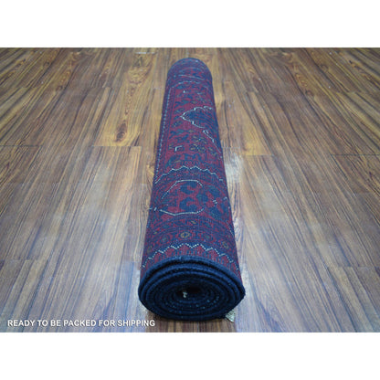 Tribal & Geometric Wool Hand Knotted Rug Red Red 3.0X9.10 -O072020