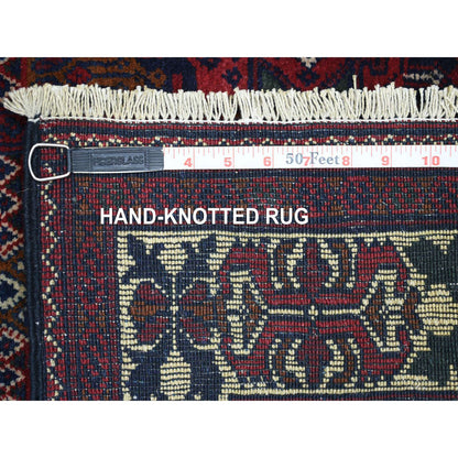 Tribal & Geometric Wool Hand Knotted Rug Red Ivory 2.10X10.0 -O072021