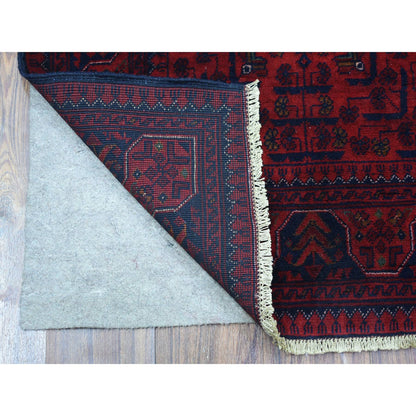 Tribal & Geometric Wool Hand Knotted Rug Red Red 2.8X9.8 -O072022