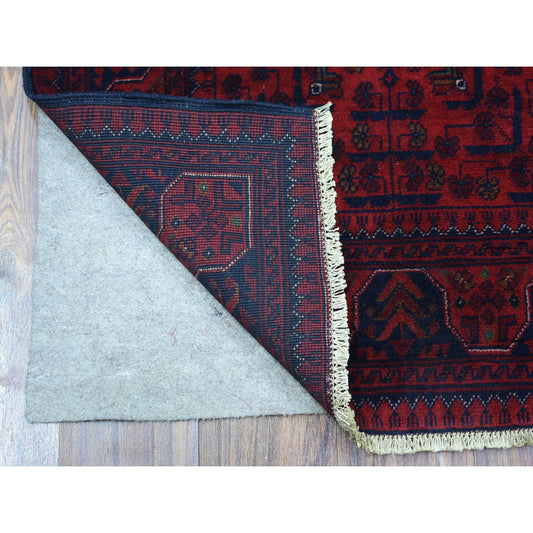 Tribal & Geometric Wool Hand Knotted Rug Red Red 2.8X9.8 -O072022