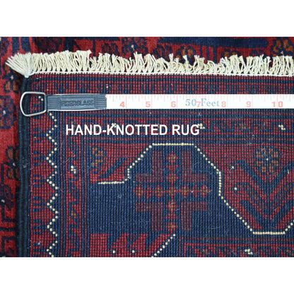 Tribal & Geometric Wool Hand Knotted Rug Red Red 2.10X12.8 -O072023