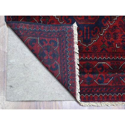 Tribal & Geometric Wool Hand Knotted Rug Red Red 2.8X12.9 -O072024