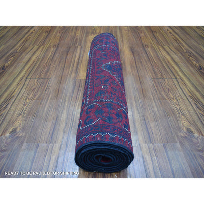 Tribal & Geometric Wool Hand Knotted Rug Red Red 2.8X12.9 -O072024