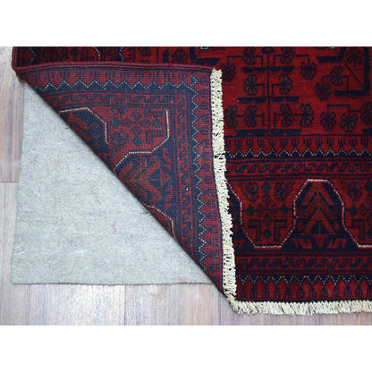 Tribal & Geometric Wool Hand Knotted Rug Red Red 2.10X9.8 -O072025