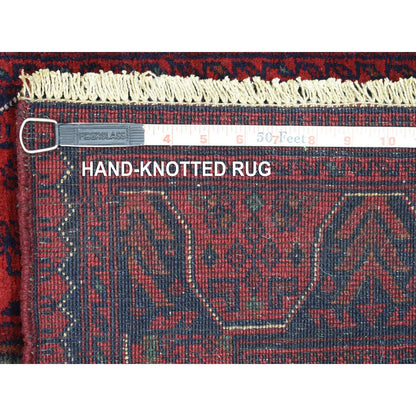 Tribal & Geometric Wool Hand Knotted Rug Red Red 2.10X9.8 -O072025