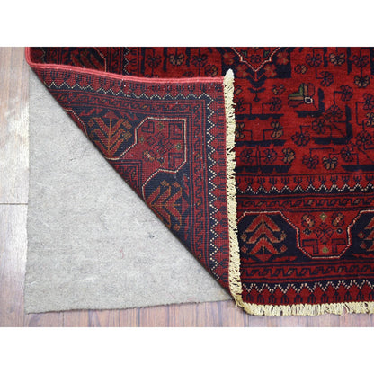 Tribal & Geometric Wool Hand Knotted Rug Red Red 2.8X9.7 -O072027