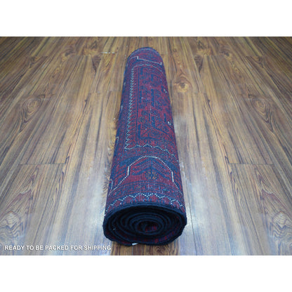 Tribal & Geometric Wool Hand Knotted Rug Red Red 2.8X9.6 -O072028