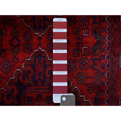 Tribal & Geometric Wool Hand Knotted Rug Red Red 2.9X13.2 -O072031