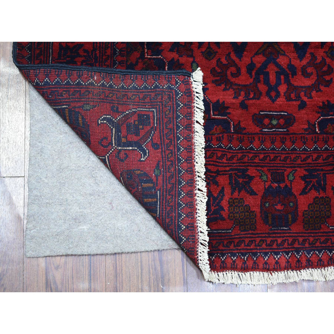 Tribal & Geometric Wool Hand Knotted Rug Red Red 3.5X5.0 -O072034