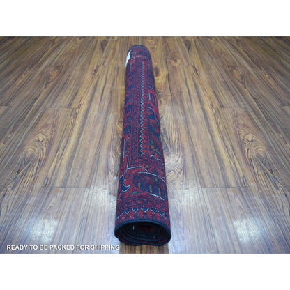 Tribal & Geometric Wool Hand Knotted Rug Red Red 3.5X5.0 -O072034