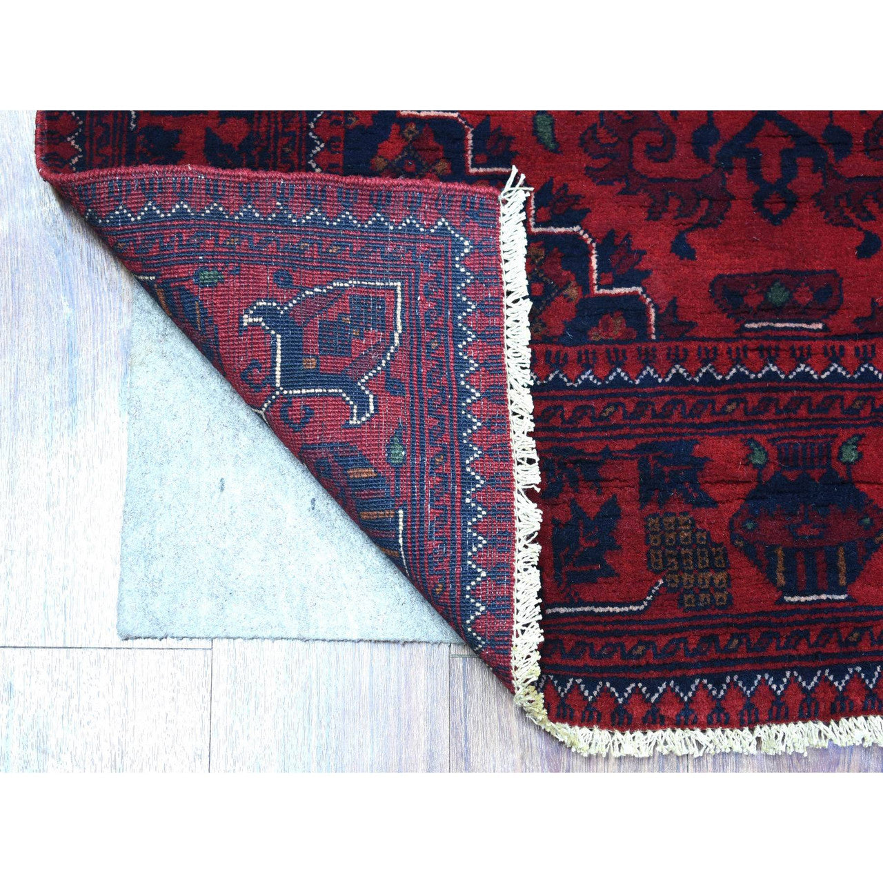 Tribal & Geometric Wool Hand Knotted Rug Red Red 3.3X4.10 -O072038