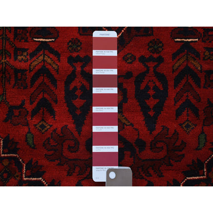 Tribal & Geometric Wool Hand Knotted Rug Red Red 3.3X4.10 -O072038