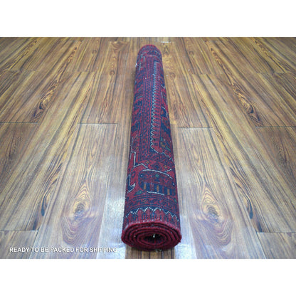 Tribal & Geometric Wool Hand Knotted Rug Red Red 3.3X4.10 -O072038