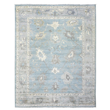 Oushak And Peshawar Wool Hand Knotted Rug Blue Gray 8.2X9.9 -O072041