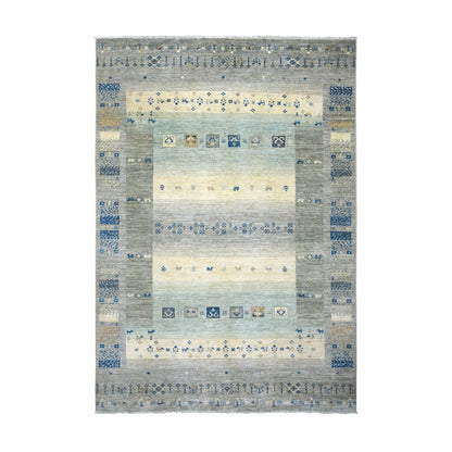 Tribal & Geometric Wool Hand Knotted Rug Grey No Border 6.1X9.0 -O072067