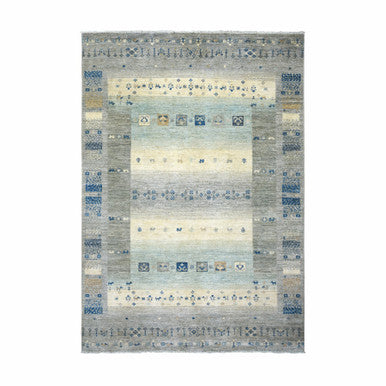 Tribal & Geometric Wool Hand Knotted Rug Grey No Border 6.1X9.0 -O072067