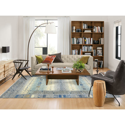 Tribal & Geometric Wool Hand Knotted Rug Grey No Border 6.1X9.0 -O072067