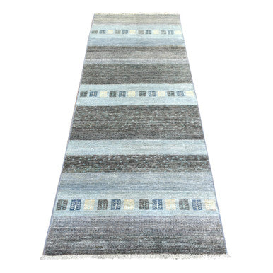 Tribal & Geometric Wool Hand Knotted Rug Grey No Border 2.8X7.8 -O072068