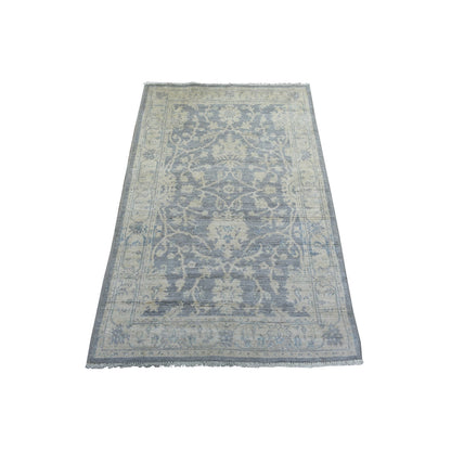 Oushak And Peshawar Wool Hand Knotted Rug Grey Ivory 3.0X4.10 -O072083