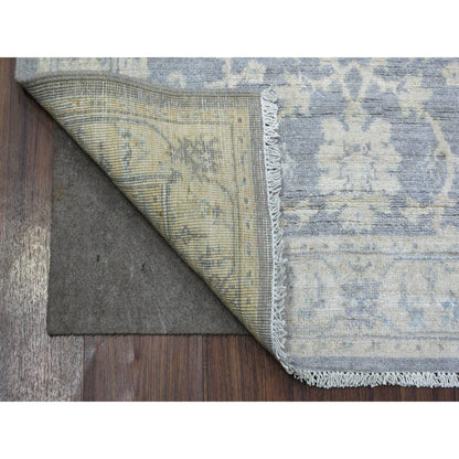 Oushak And Peshawar Wool Hand Knotted Rug Grey Ivory 3.0X4.10 -O072083