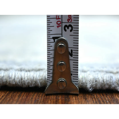 Oushak And Peshawar Wool Hand Knotted Rug Grey Ivory 3.0X4.10 -O072083