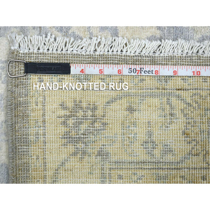 Oushak And Peshawar Wool Hand Knotted Rug Grey Ivory 3.0X4.10 -O072083