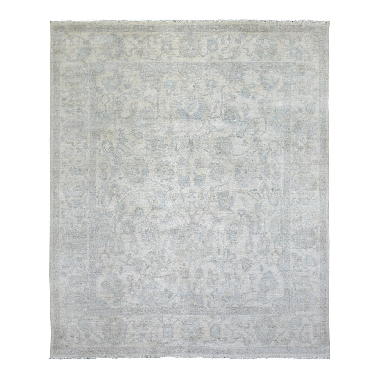 Ivory 8'3" x 9'8" Oushak And Peshawar Hand knotted Wool Rug - Sku: O072084