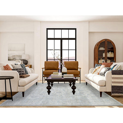 Oushak And Peshawar Wool Hand Knotted Rug Ivory Ivory 8.3X9.8 -O072084