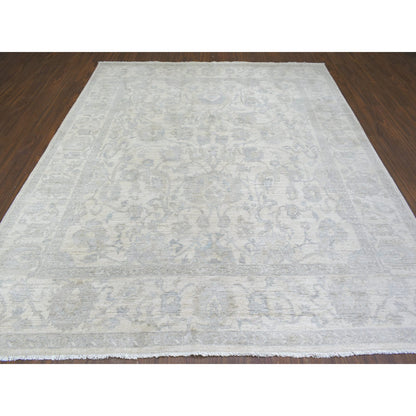 Oushak And Peshawar Wool Hand Knotted Rug Ivory Ivory 8.3X9.8 -O072084