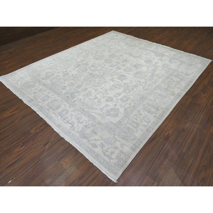 Oushak And Peshawar Wool Hand Knotted Rug Ivory Ivory 8.3X9.8 -O072084