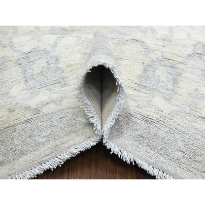Oushak And Peshawar Wool Hand Knotted Rug Ivory Ivory 8.3X9.8 -O072084