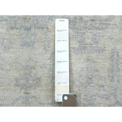 Oushak And Peshawar Wool Hand Knotted Rug Ivory Light Blue 3.1X4.10 -O072099